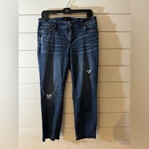 White House Black Market Dark Blue Distressed Boyfriend Jeans